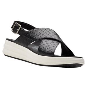 Clarks Women's Drift Sun Slip On Slingback Wedge Sandals Black Size 7 1/2 W